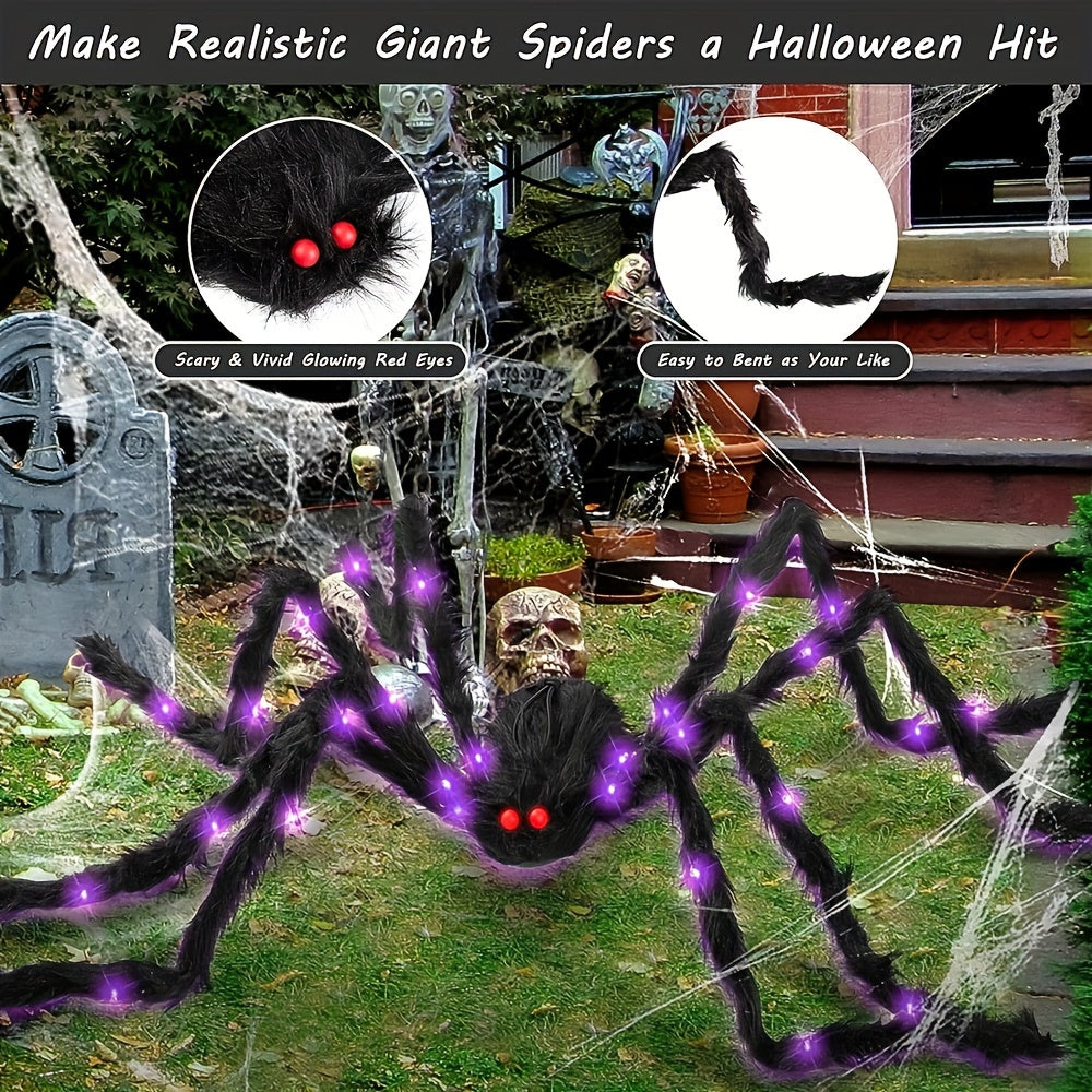 60\" Giant Spider - Halloween Decorative Spider - Outdoor/Indoor Use - AA Battery Powered - No Feathers - 3 Batteries Required