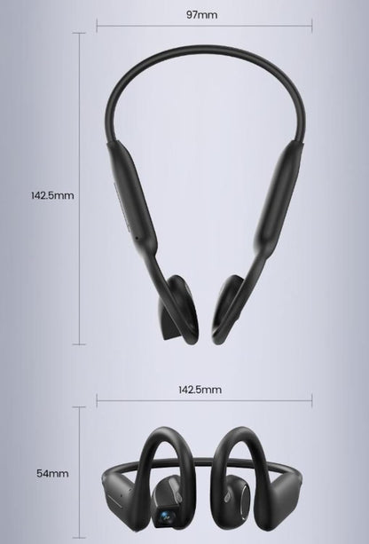 8mp Smart Camera Open-Ear Headset EIS Video, Ai, Ip54 Waterproof (Black) | Open Ear Bluetooth 5.4 Wireless Earphones with AI Translation, Dual Mic, for Running, Cycling and Travel