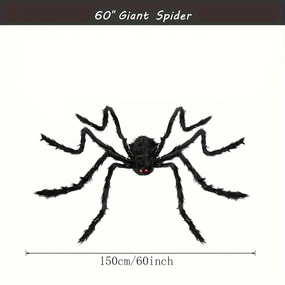 60\" Giant Spider - Halloween Decorative Spider - Outdoor/Indoor Use - AA Battery Powered - No Feathers - 3 Batteries Required