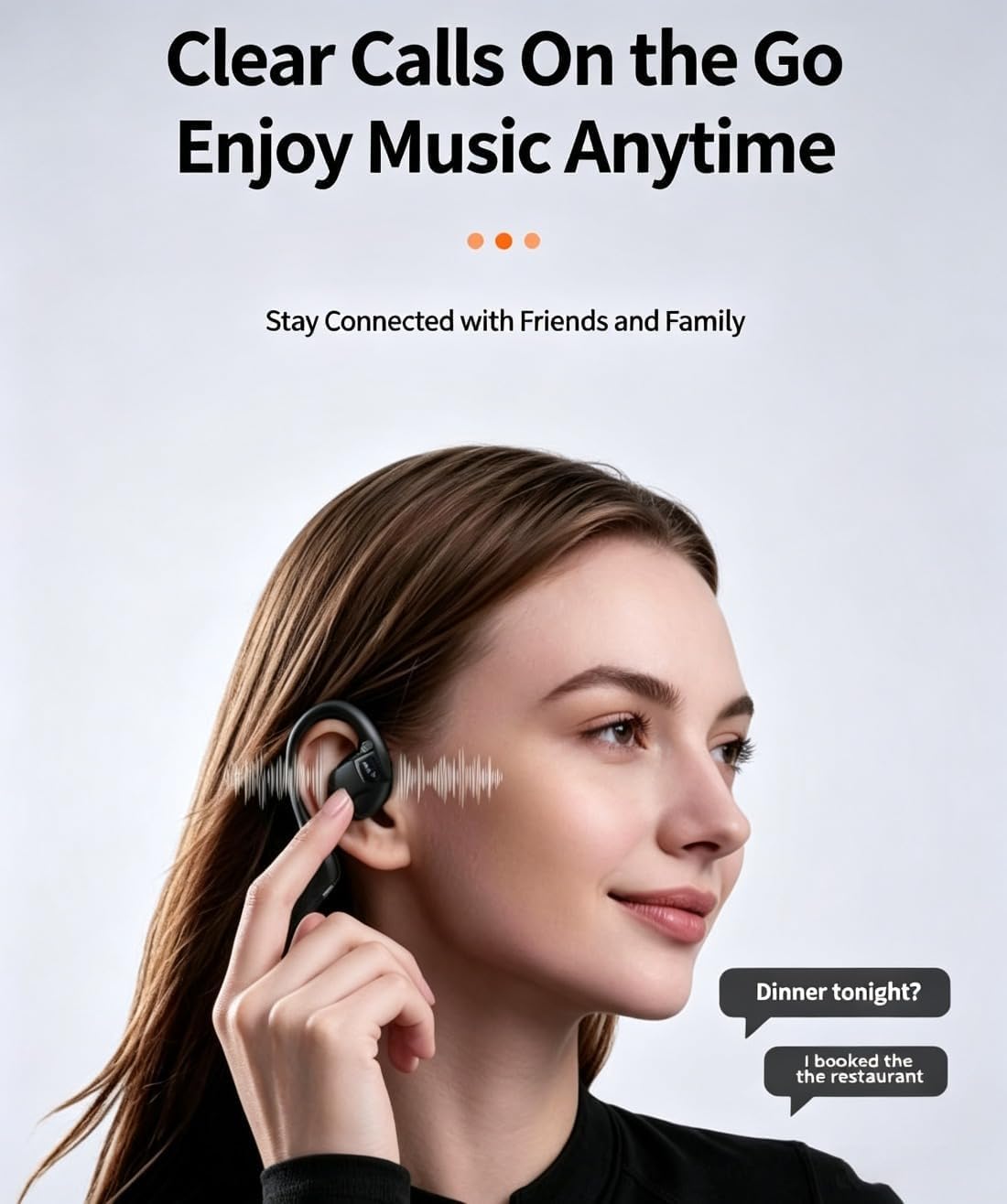 8mp Smart Camera Open-Ear Headset EIS Video, Ai, Ip54 Waterproof (Black) | Open Ear Bluetooth 5.4 Wireless Earphones with AI Translation, Dual Mic, for Running, Cycling and Travel