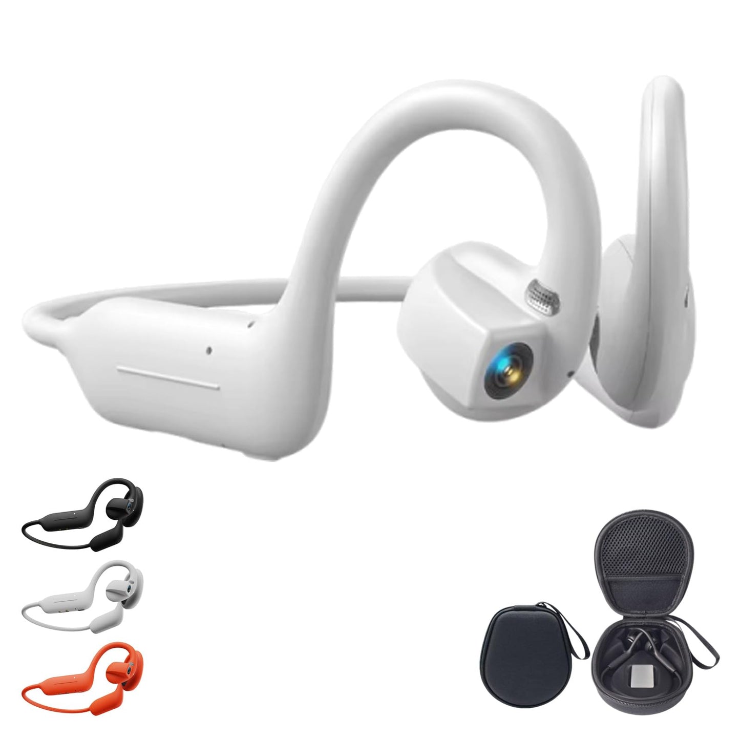 8mp Smart Camera Open-Ear Headset EIS Video, Ai, Ip54 Waterproof (Black) | Open Ear Bluetooth 5.4 Wireless Earphones with AI Translation, Dual Mic, for Running, Cycling and Travel
