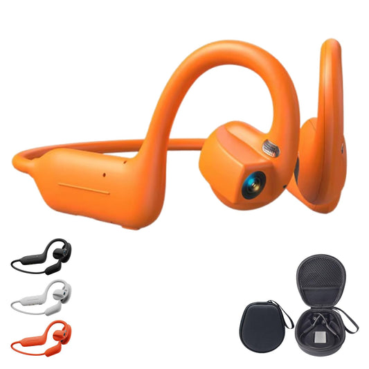 8mp Smart Camera Open-Ear Headset EIS Video, Ai, Ip54 Waterproof (Black) | Open Ear Bluetooth 5.4 Wireless Earphones with AI Translation, Dual Mic, for Running, Cycling and Travel