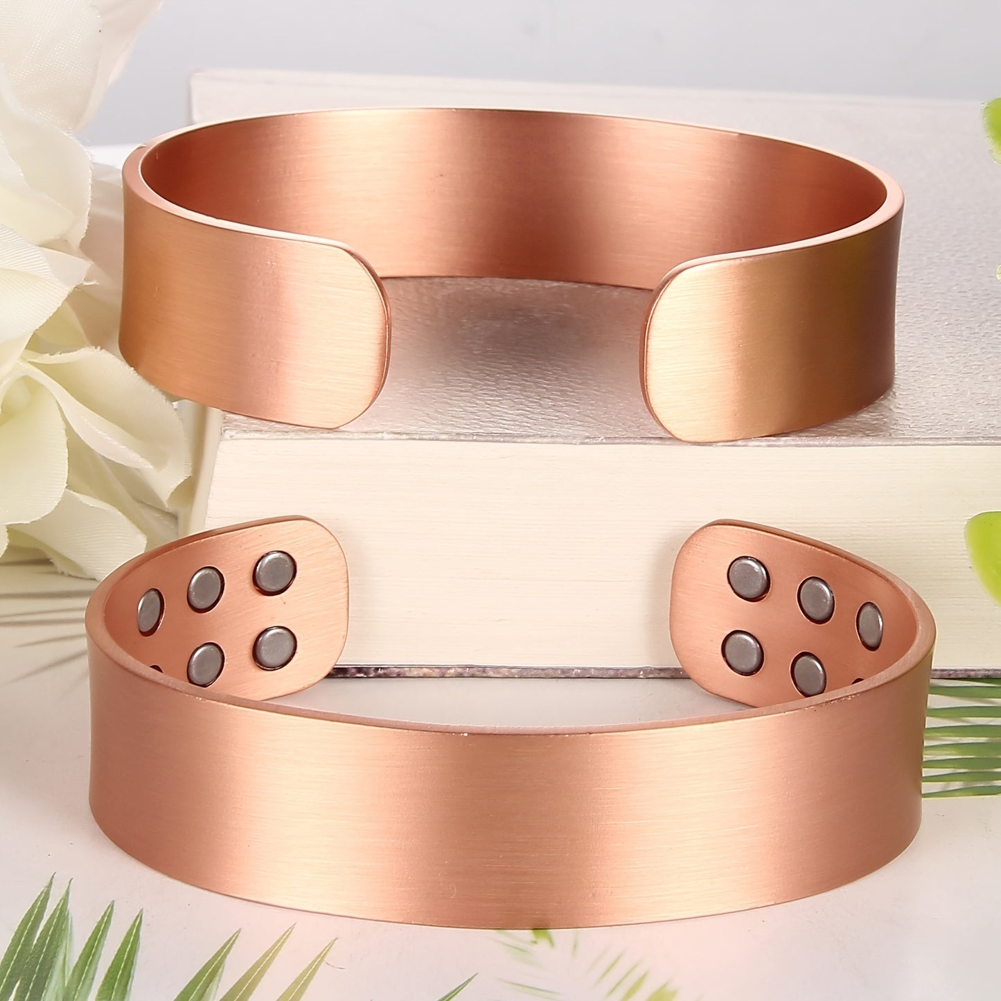 1pc Copper Bracelet For Men, Copper Plain Magnetic Heavyweight Cuff Bracelet For Men With 12pcs Magnets 3500 Gauss Each, Magnetic Bangle For Golf Sports For Birthday Holiday Christmas Gift