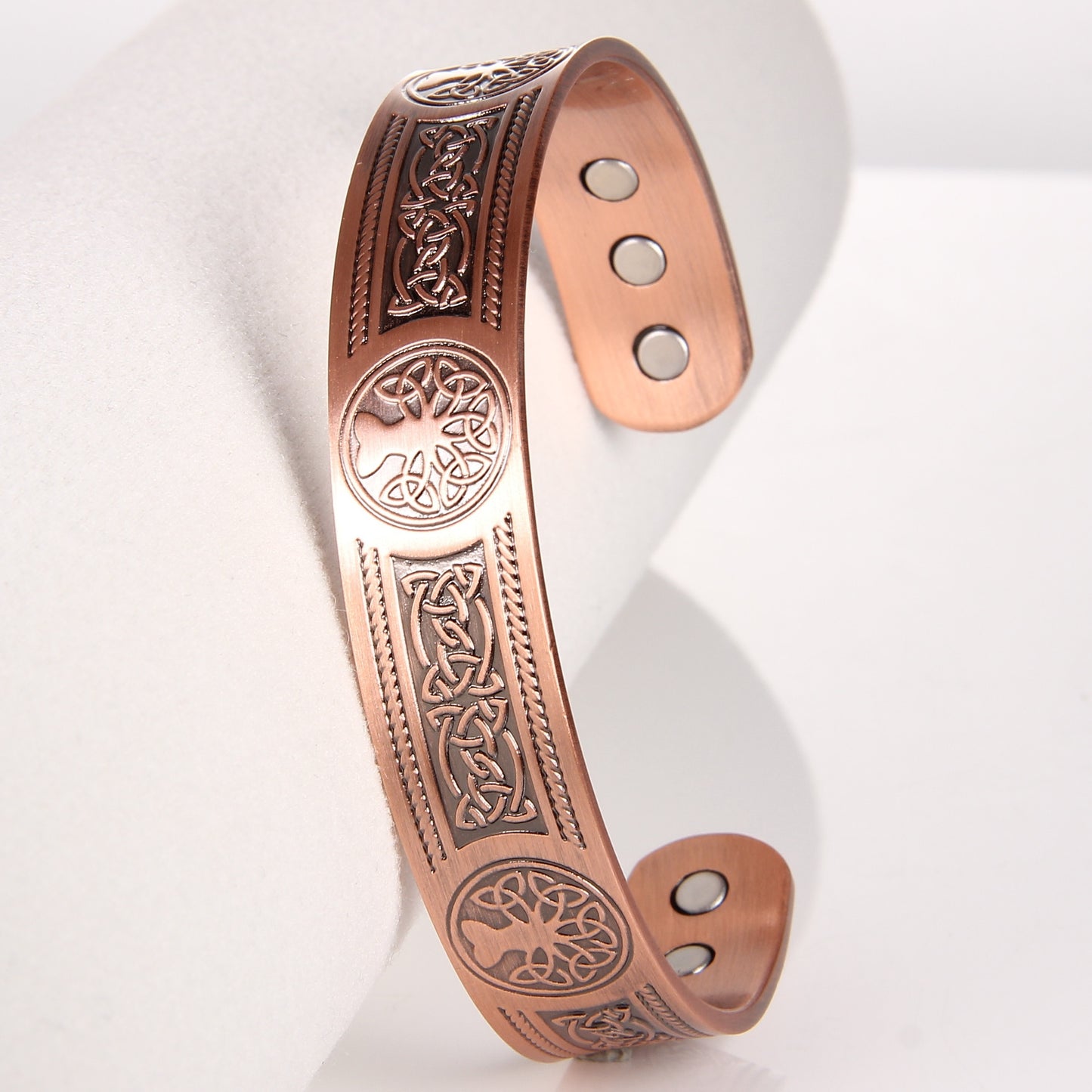 Copper Magnetic Bracelets for Men Women, Upgrade Tree of Life Pattern Solid Copper Brazaletes with 6pcs Ultra Strong Magnets, Adjustable Size Cuff Bangle Jewelry Gift for Mom Dad Birthday Christmas