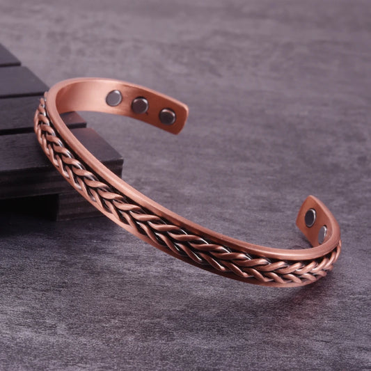 Twisted Pure Copper Bracelets Braid Health Energy Magnetic Bangles Benefits Men Adjustable Cuff Jewelry Arthritis Pain Relief