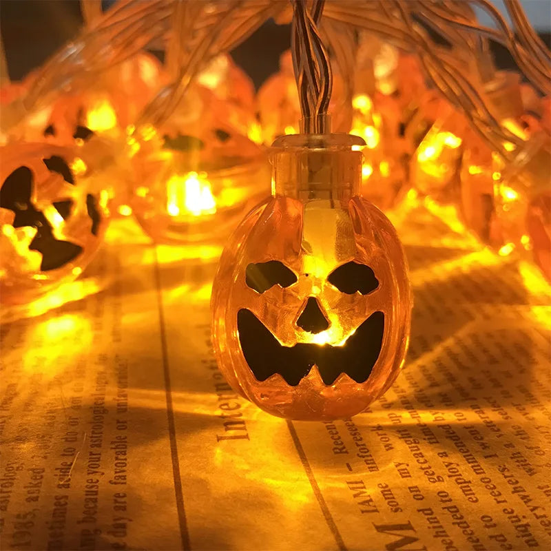 150cm 10LED Halloween LED String Lights Portable Pumpkin Ghost Skeletons Lights for Home Bar Halloween Party Decor Supplies 2022