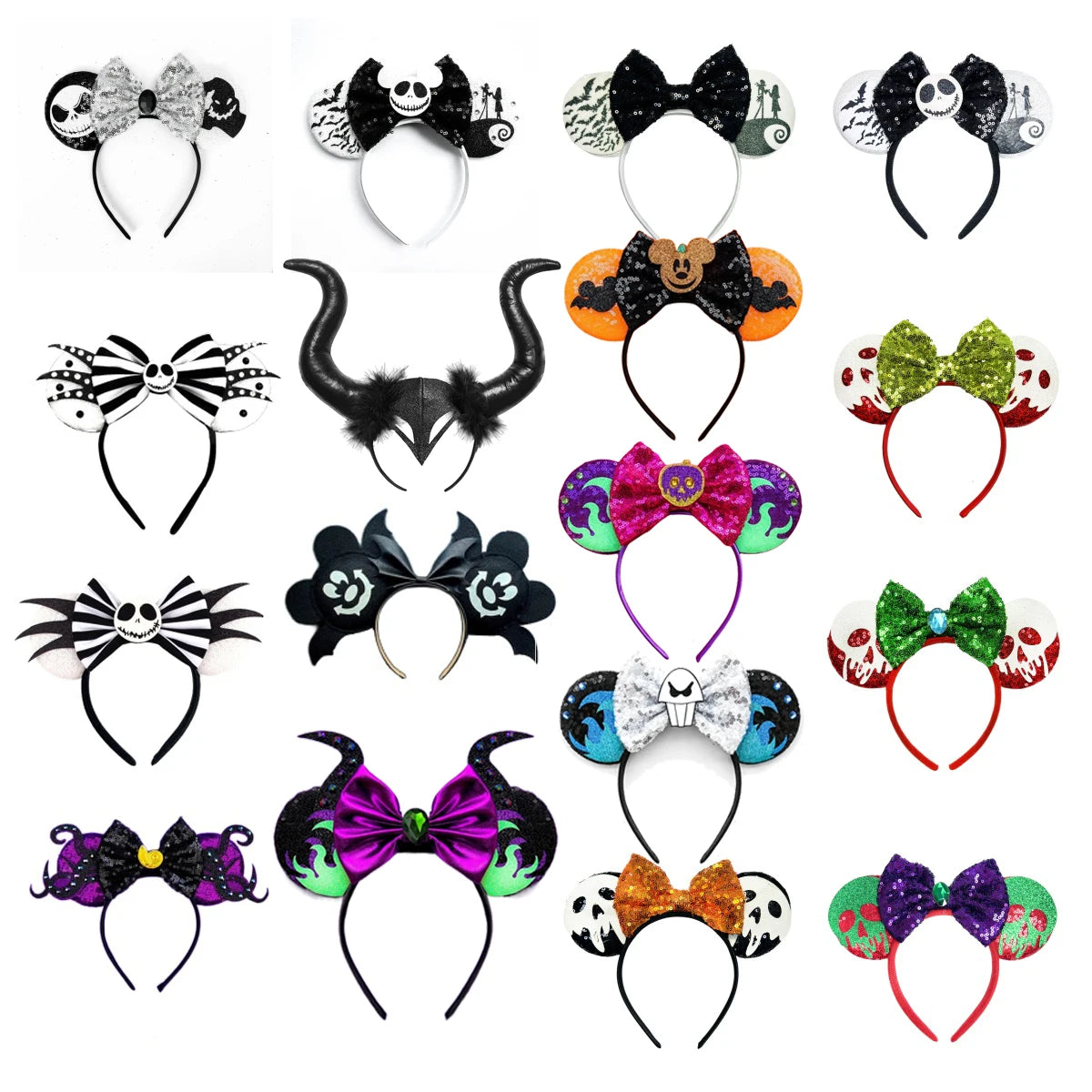 2023 Halloween Mickey Mouse Ears Headband Sequins Hair Bow Women Festival Party Cosplay Hairband Gift Kids Hair Accessories