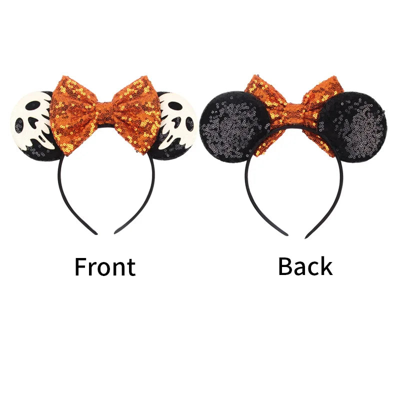 2023 Halloween Mickey Mouse Ears Headband Sequins Hair Bow Women Festival Party Cosplay Hairband Gift Kids Hair Accessories