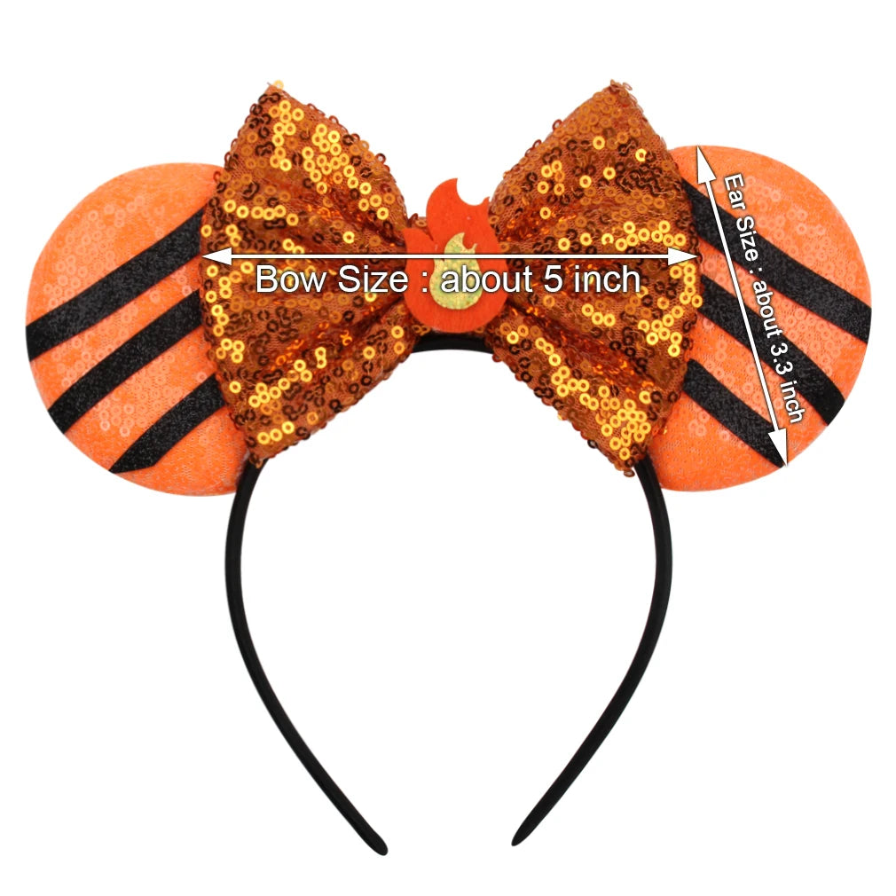 2023 Halloween Mickey Mouse Ears Headband Sequins Hair Bow Women Festival Party Cosplay Hairband Gift Kids Hair Accessories