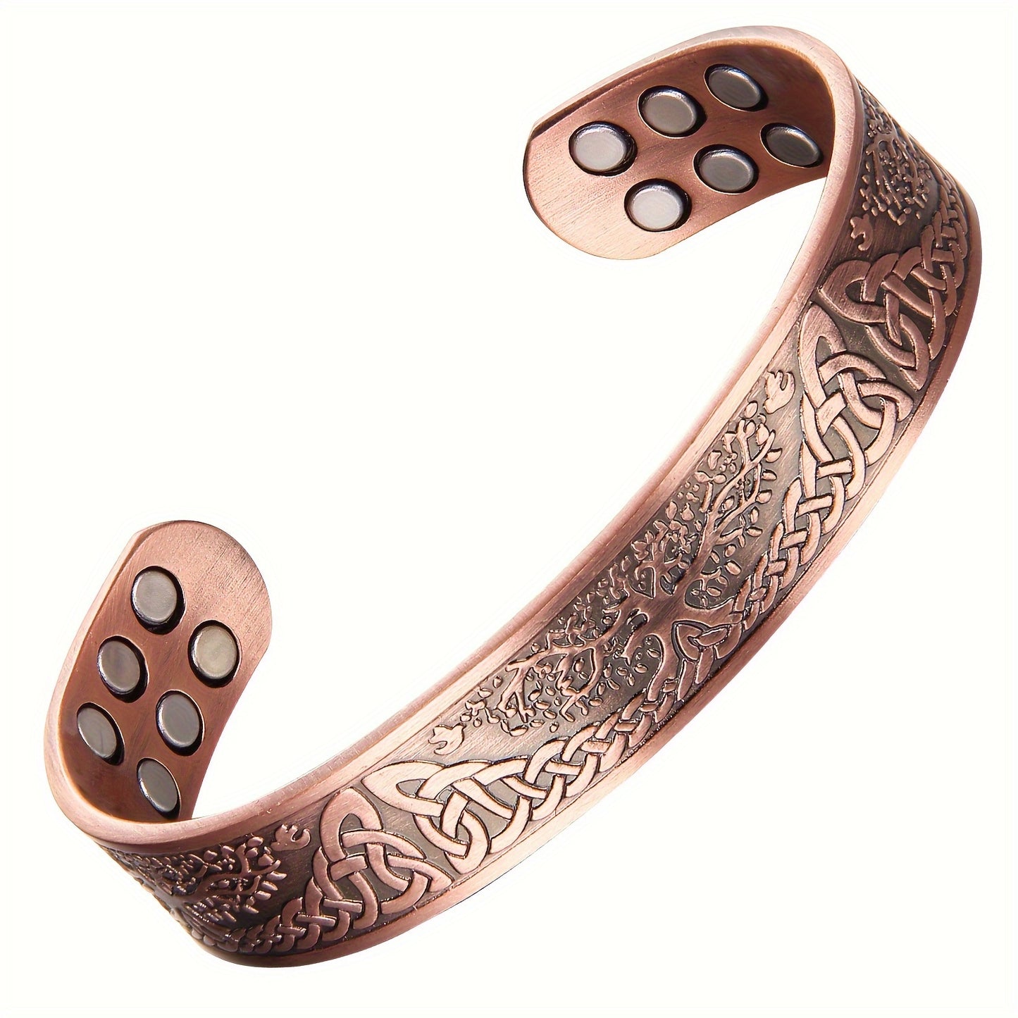 1pc 99.99% Pure Copper Magnetic Bracelet, Life Of The Tree Carving Cuff Bangle With 18 Magnets, Adjustable Size