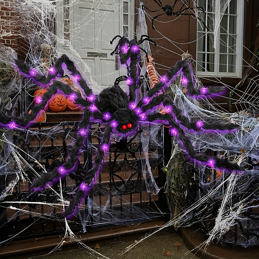 60\" Giant Spider - Halloween Decorative Spider - Outdoor/Indoor Use - AA Battery Powered - No Feathers - 3 Batteries Required