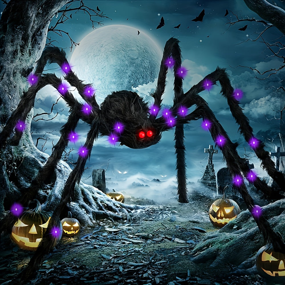 60\" Giant Spider - Halloween Decorative Spider - Outdoor/Indoor Use - AA Battery Powered - No Feathers - 3 Batteries Required