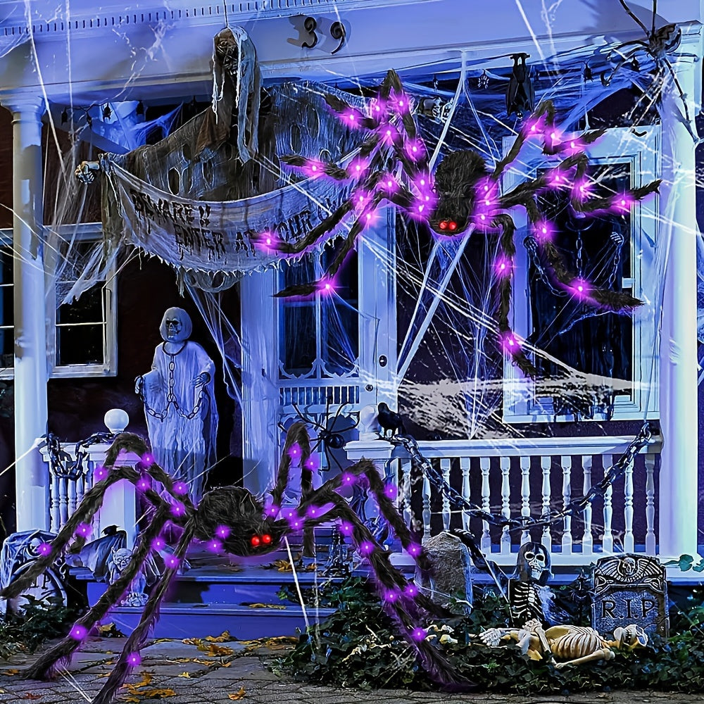 60\" Giant Spider - Halloween Decorative Spider - Outdoor/Indoor Use - AA Battery Powered - No Feathers - 3 Batteries Required