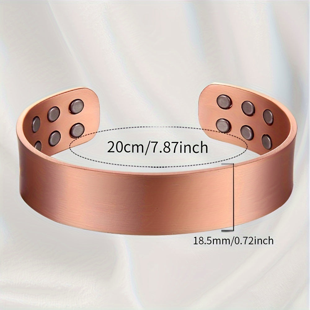 1pc Copper Bracelet For Men, Copper Plain Magnetic Heavyweight Cuff Bracelet For Men With 12pcs Magnets 3500 Gauss Each, Magnetic Bangle For Golf Sports For Birthday Holiday Christmas Gift