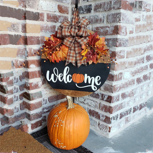 Fall Door Sign, Welcome Pumpkin Door Sign, Autumn Wreath For Front Door, Wall Window Hanging Decor Front Door Farmhouse Autumn Room Decor Home Decor, Autumn Decor, Halloween Decor